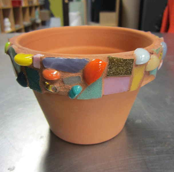 Clay Flower Pot Garden Art Mosaic Rim